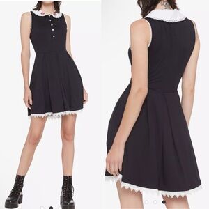 Hot Topic Gothic Black & White Mushroom Mini V-Neck Dress Womens Medium